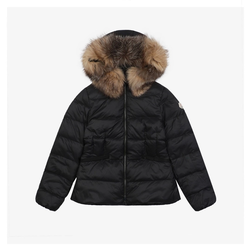 Mxxcler Boed Fur-Trim Belted Hooded Down Jacket # MX-016 (White/Black)