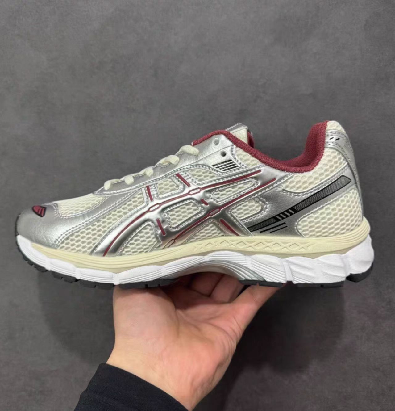 ASICS Gel-Kayano Silver White Red Cream