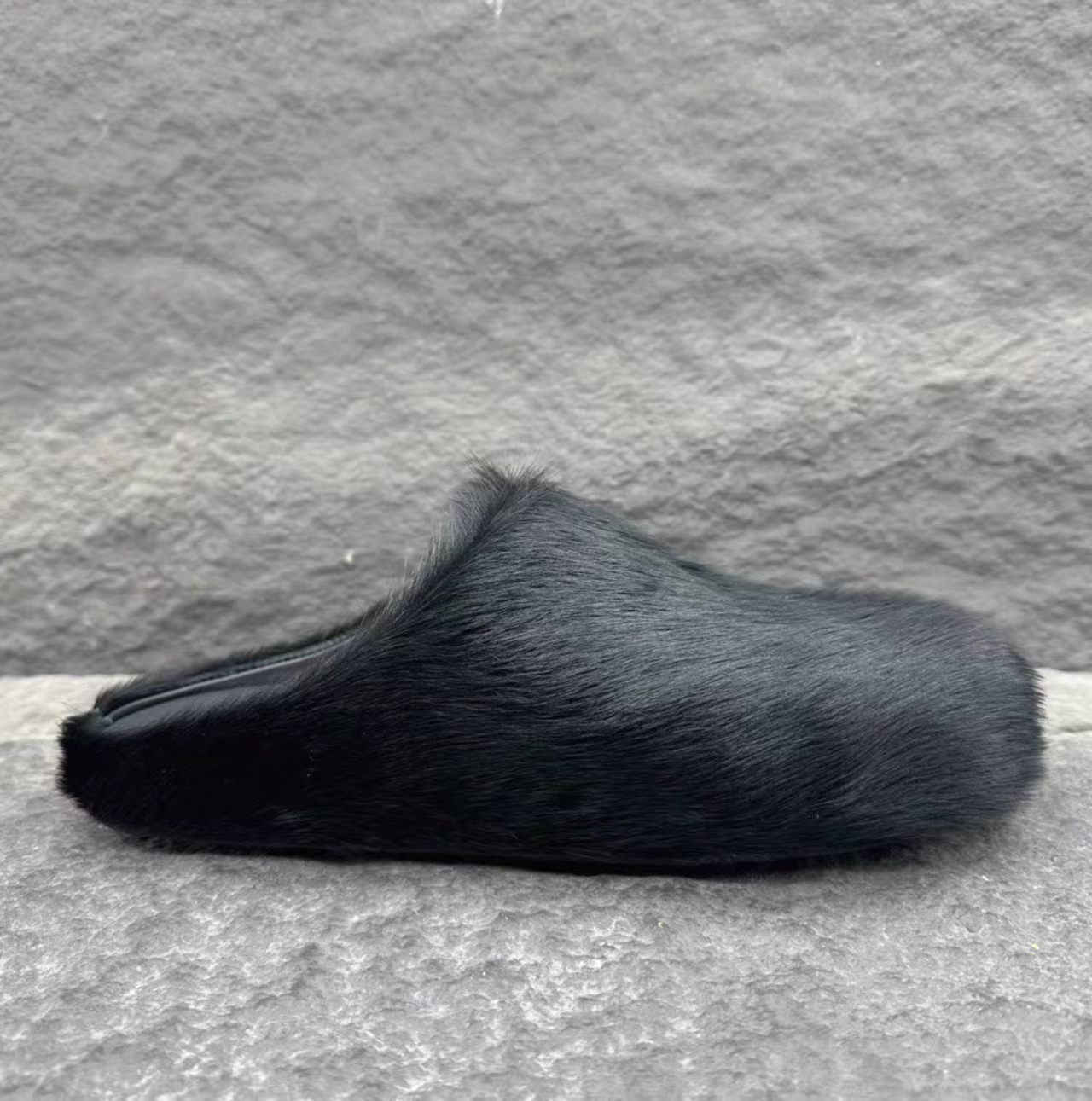 Marni Fussbett Sabot Calf-Hair Mules (Black)