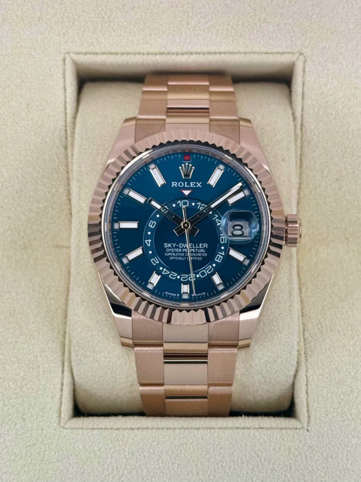 [2026 Mirror Grade]RLX  Sky-Dweller 42mm Rose Gold Blue Dial Oyster - 336935