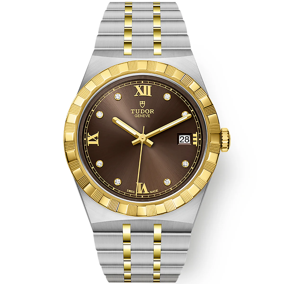 [2026 Mirror Grade]Royal 38mm Two-Tone Brown Diamond Dial Automatic Bracelet Watch