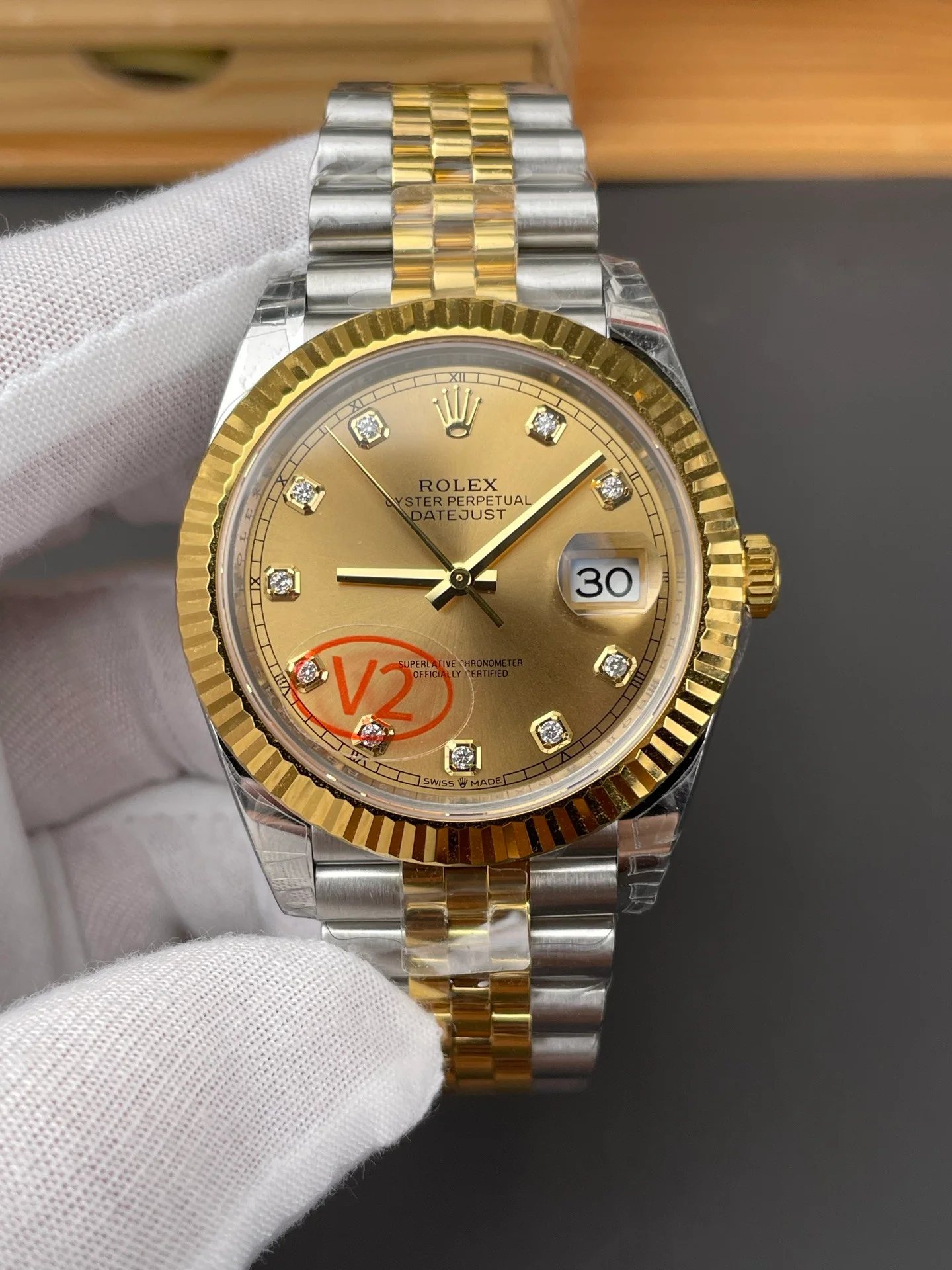 Two-tone Champagne Diamond Dial Datejust V2 Version