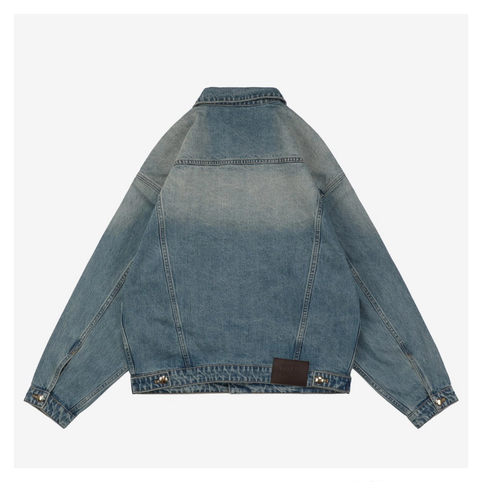 MM Letter Patch Embroidered Denim Jacket
