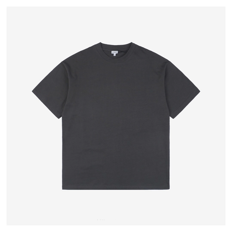 L Sleeve Logo Patch Embroidered T-Shirt (Grey/Beige/Black)