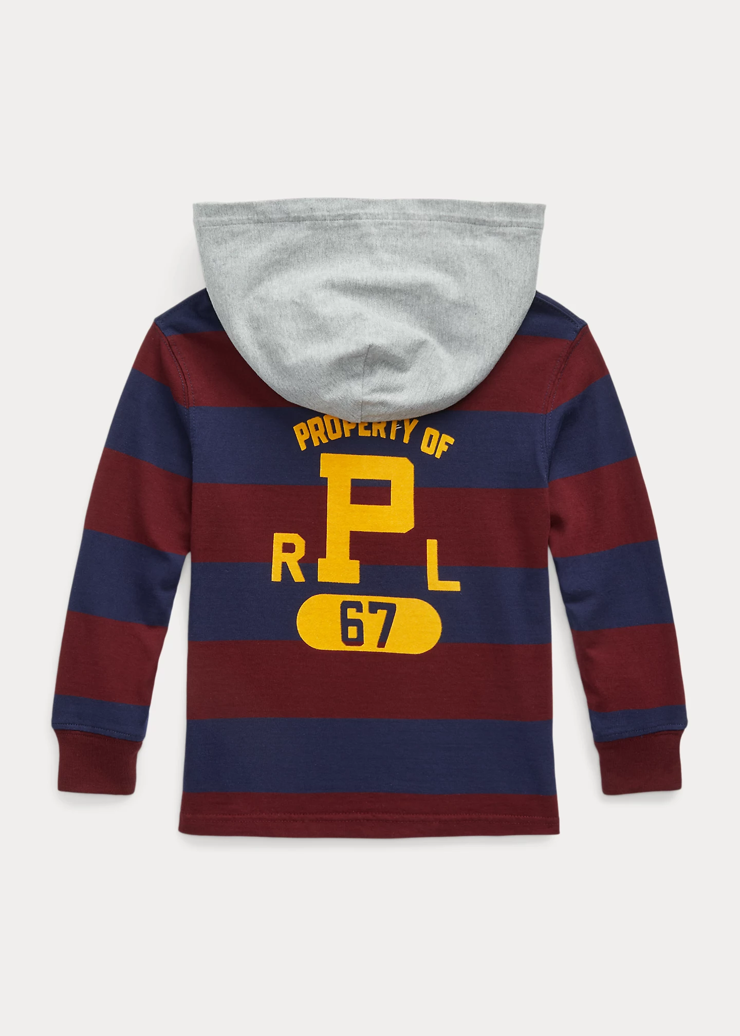 Striped Cotton Hooded Rugby Shirt