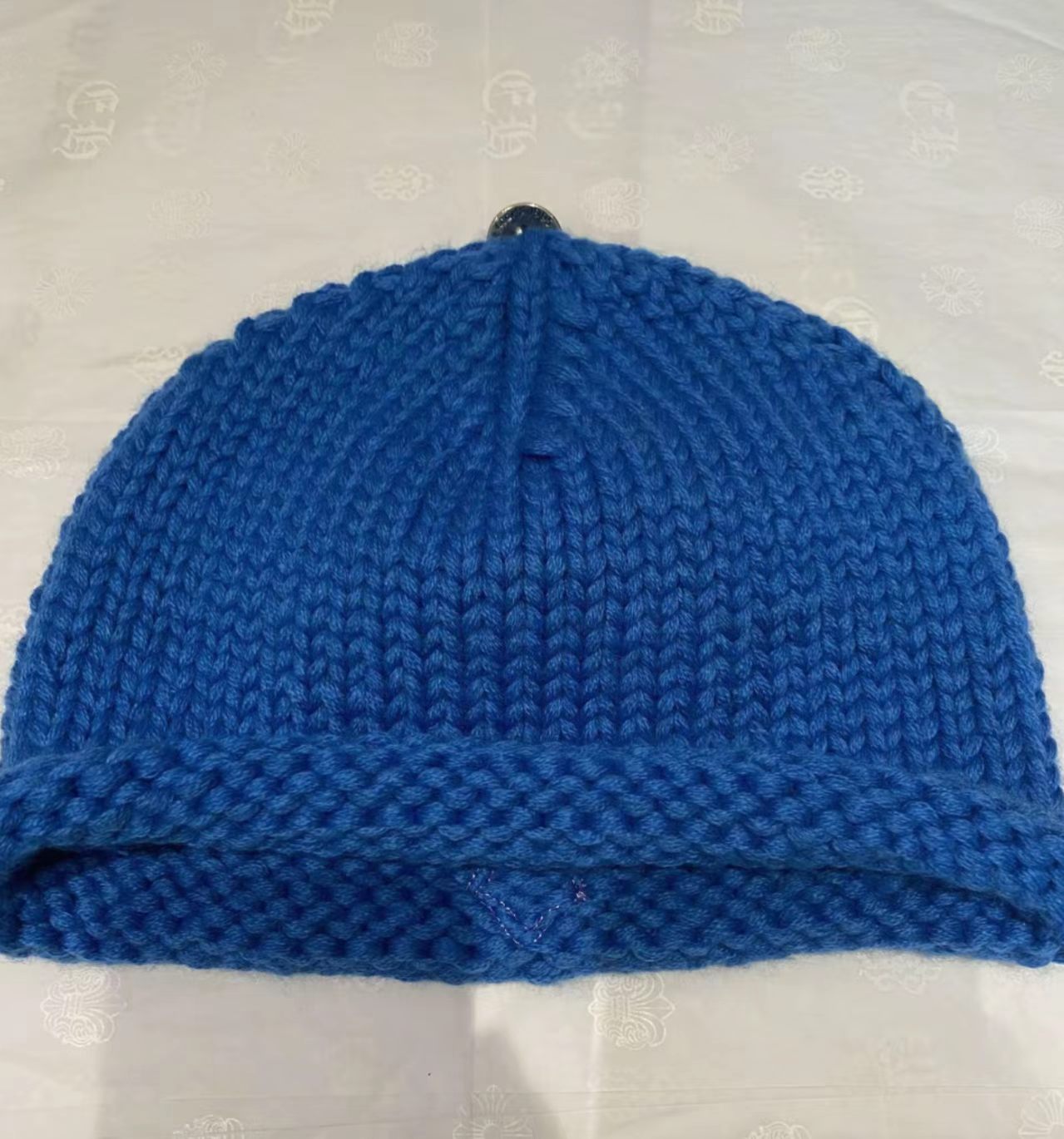 Chrome Hearts Purple Cross Leather Patch Knit Hat