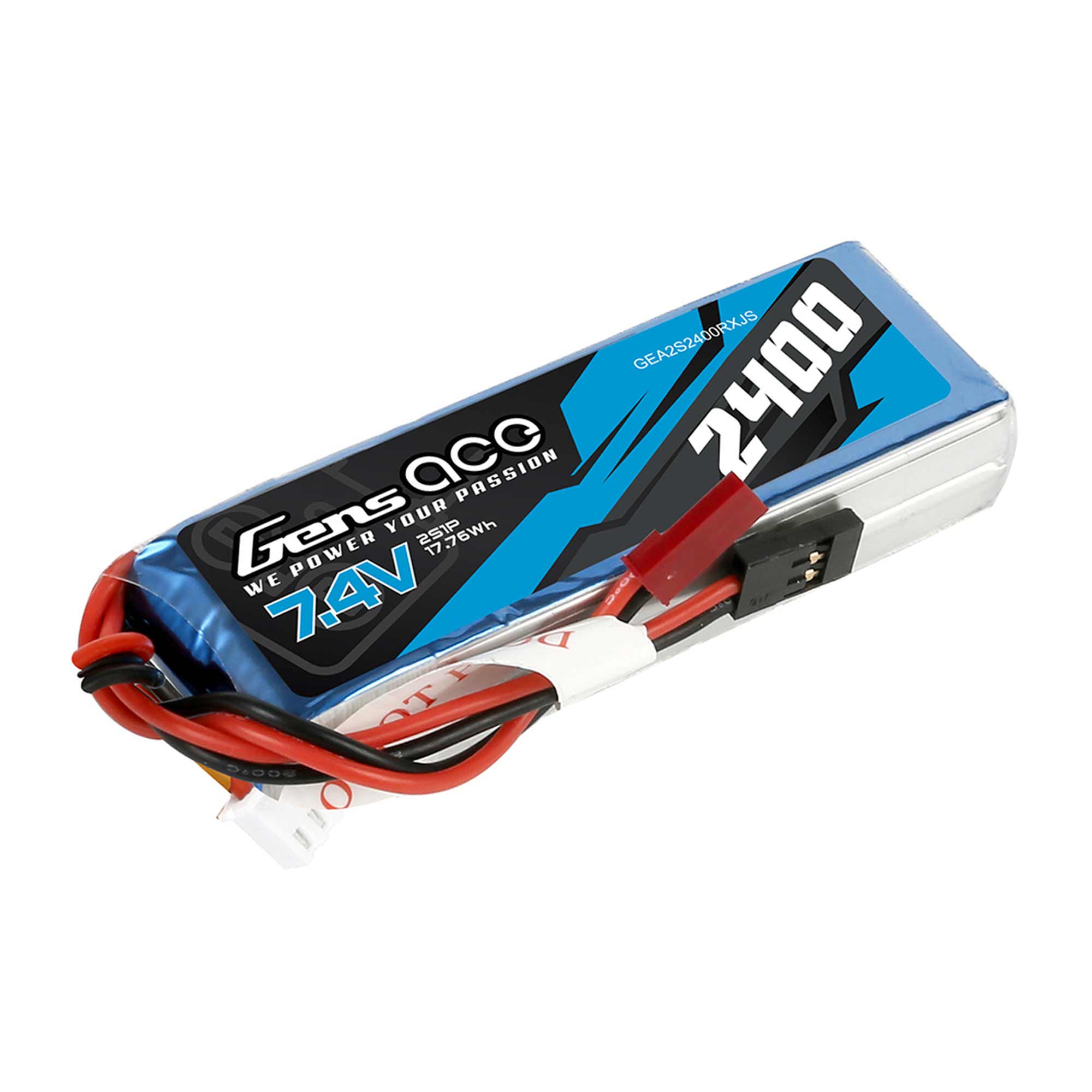 7.4V 2400mAh 2S Receiver LiPo Battery: JST