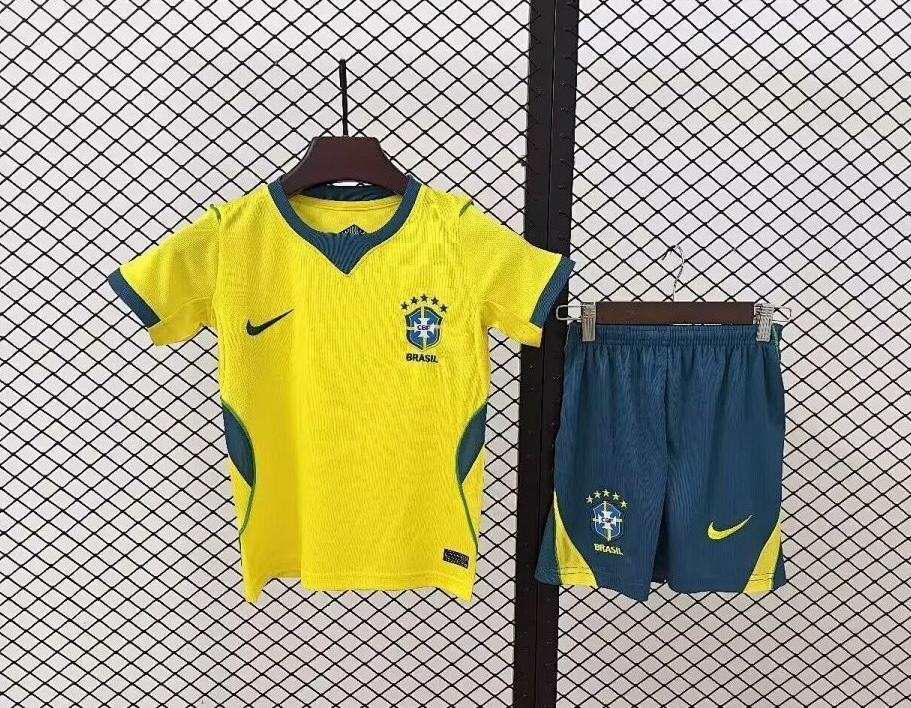 Brazil Soccer Jersey Home Kids Kit Jersey+Shorts World Cup 2026