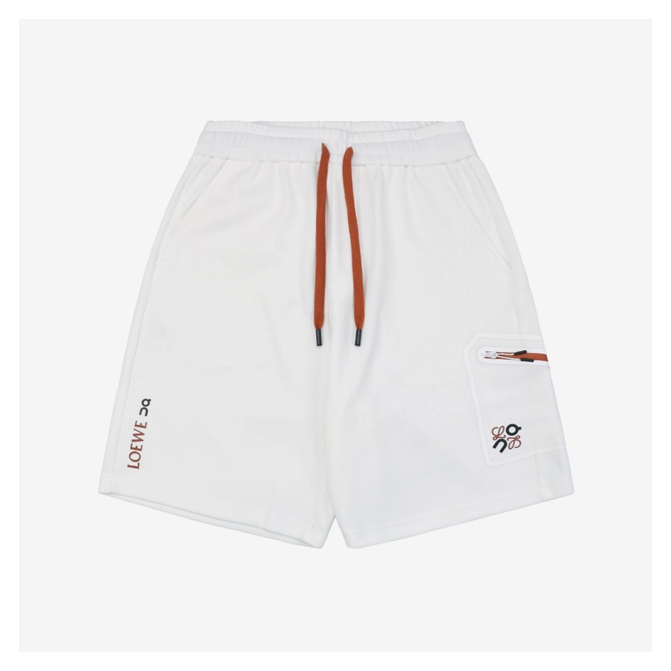 L On Collaboration Floral Emblem Silicone Logo Shorts (Black/White)