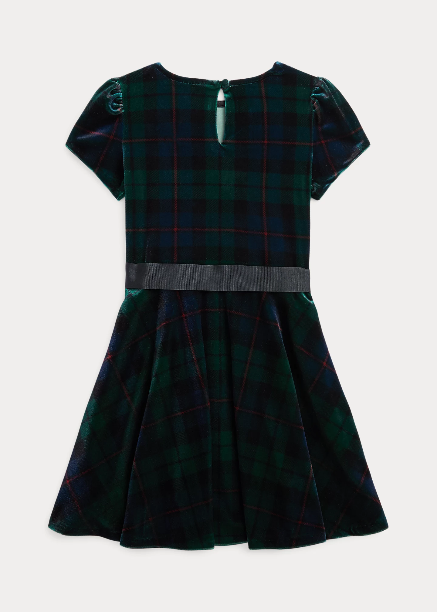 Plaid Belted Velvet Dress