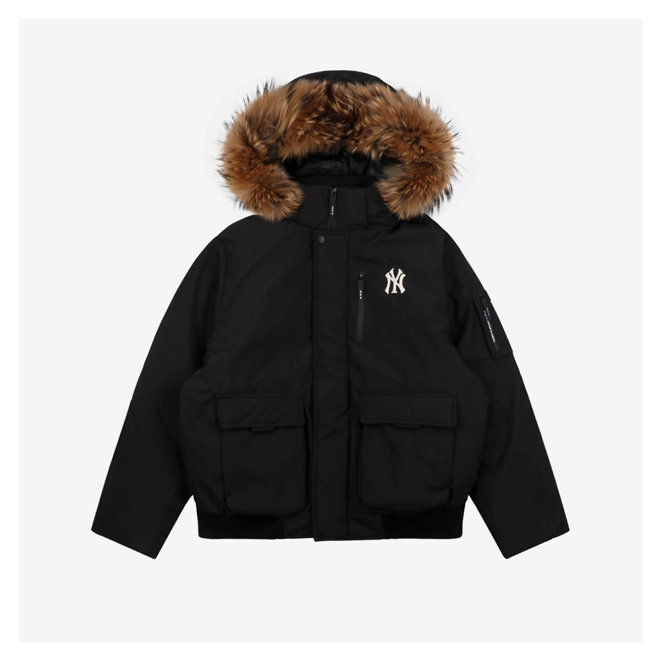 MLB 3rd-Generation Utility Short Down Jacket With Fur Hood (White/Black)