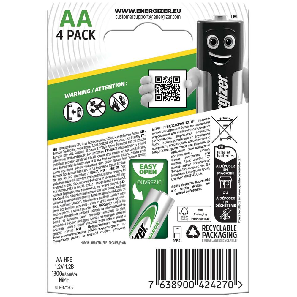 ENERGIZER Akumulatorki Energizer Universal AA, 4 szt