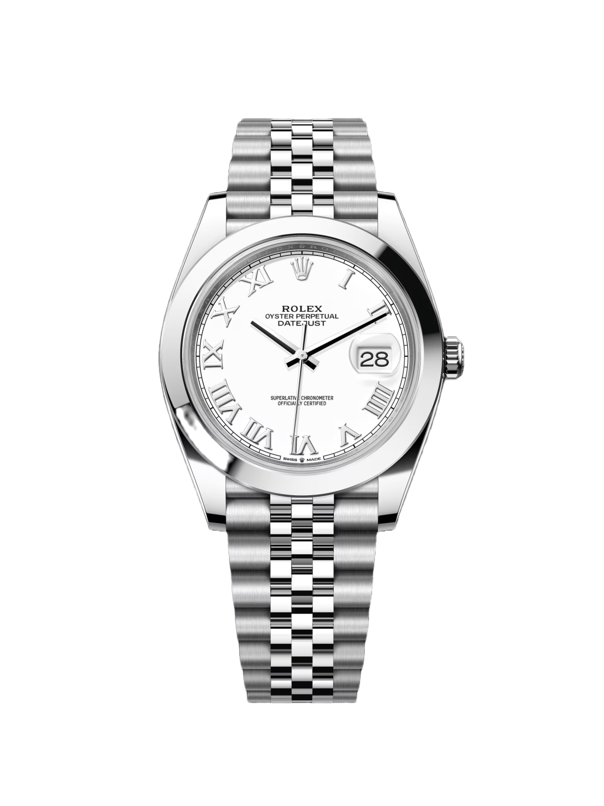[2026 Mirror Grade]RLX Datejust 41mm Smooth Bezel White Roman Dial Jubilee - 126300
