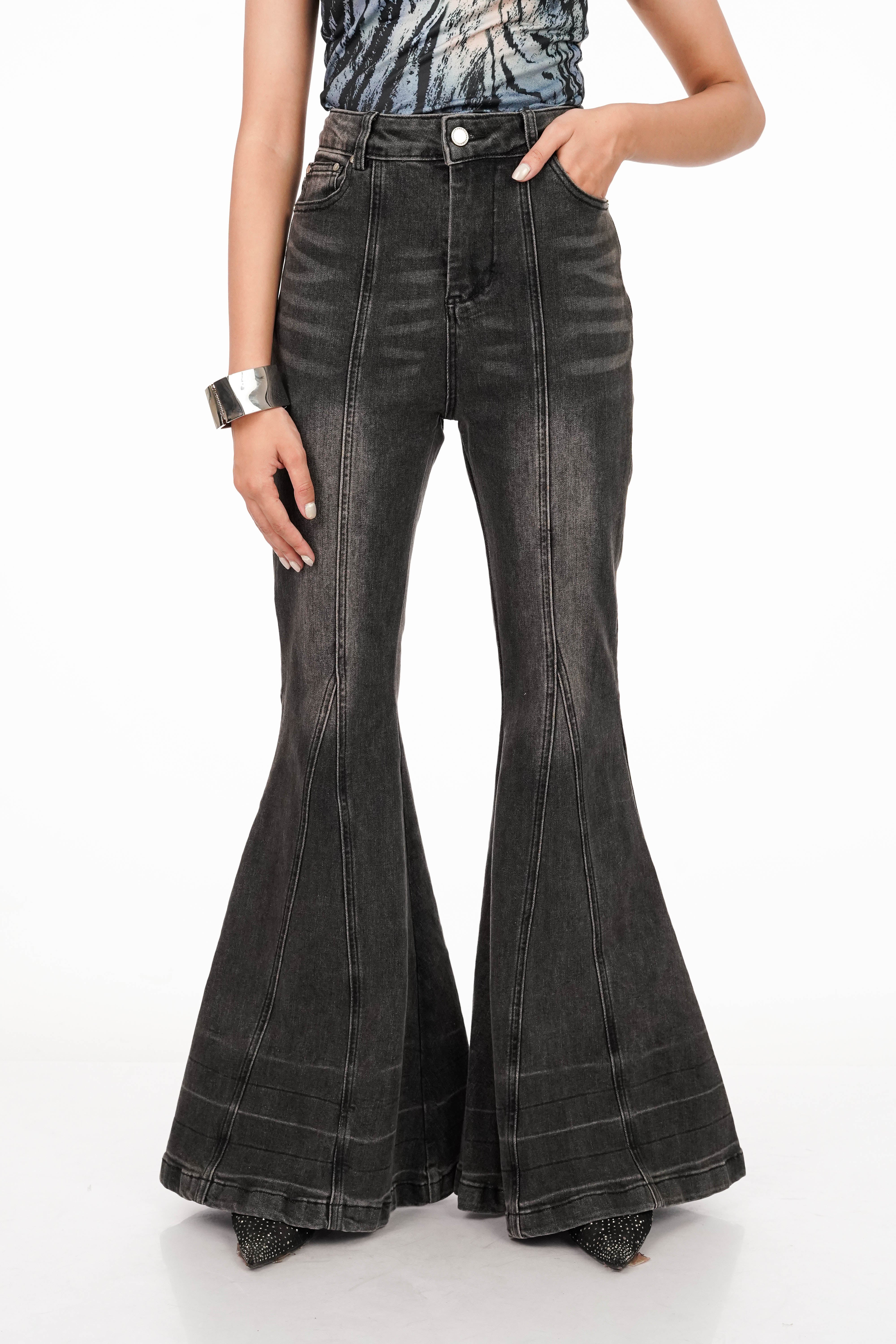 Charcoal Grey Faded Bell Bottoms
