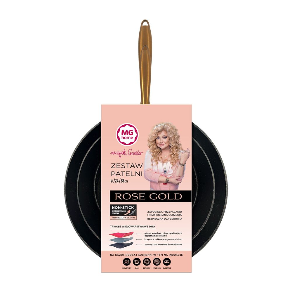 MG HOME Zestaw patelni MG Home Rose Gold, 2 elementy, czarne