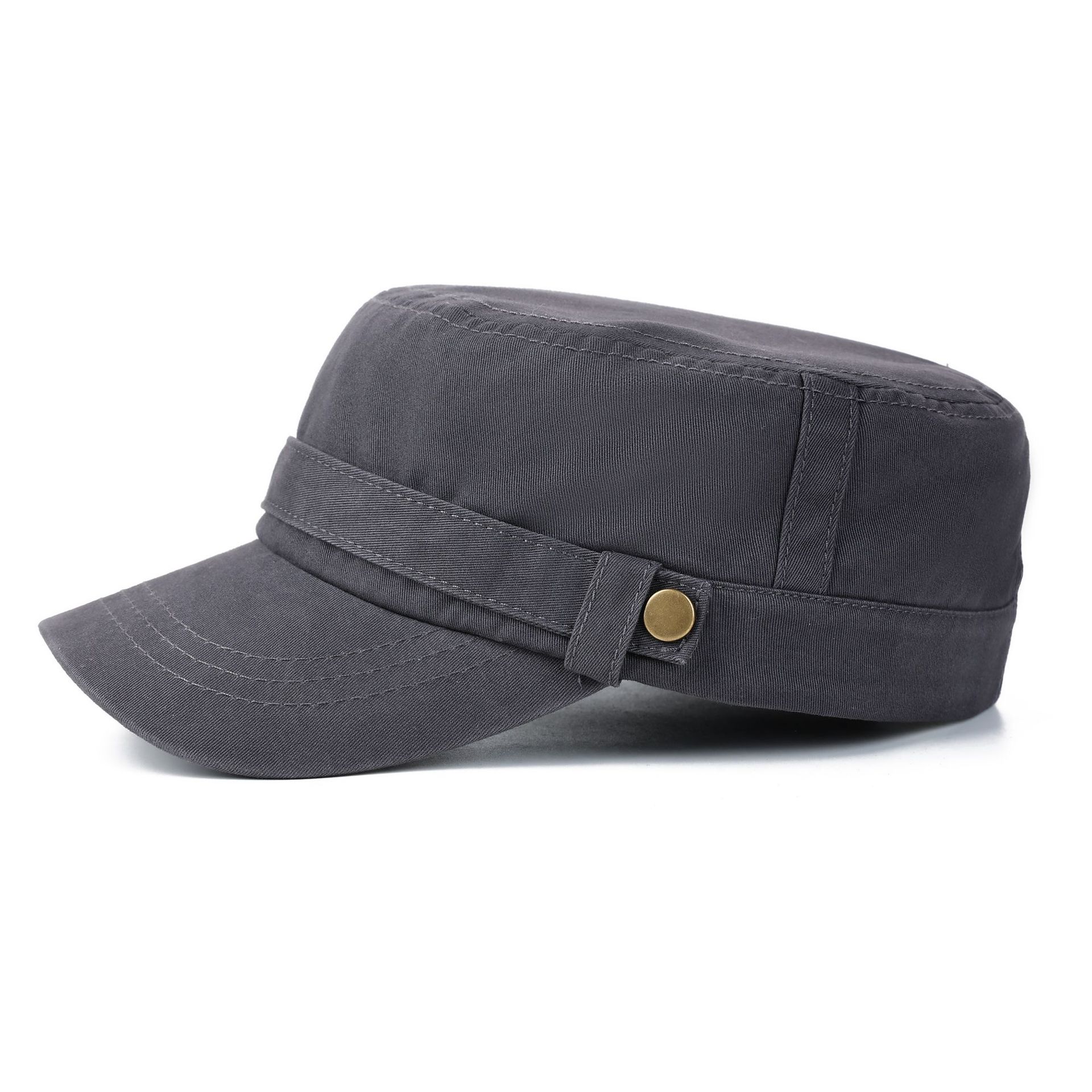 Men's Retro Washed Flat-Top Curved Brim Adjustable Cadet Cap