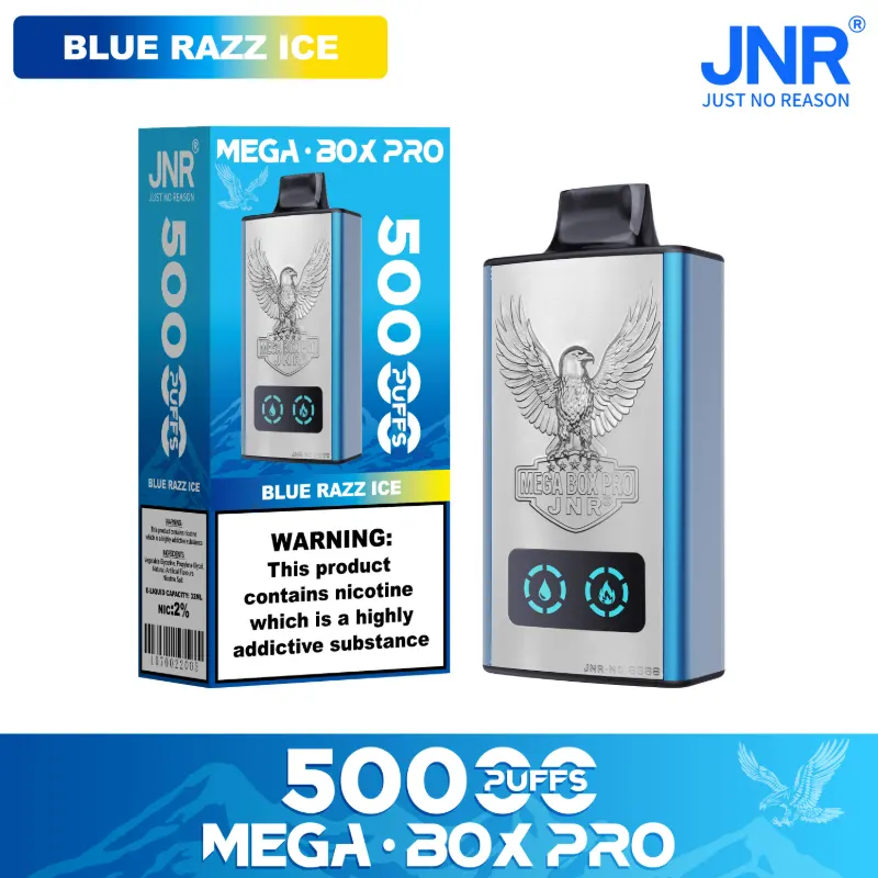JNR - Mega Box Pro - 50K Puffs - Disposable Vape - Blue Razz Ice