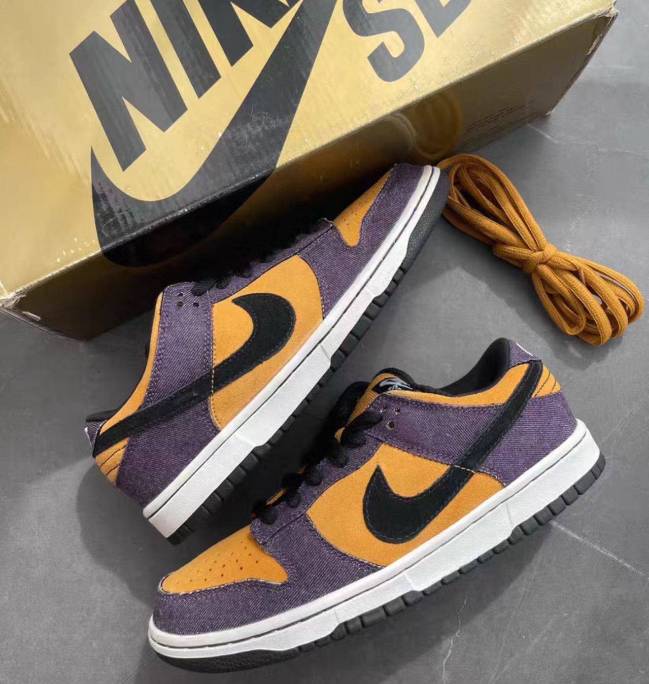 Nike Dunk Low Purple Yellow Black Canvas