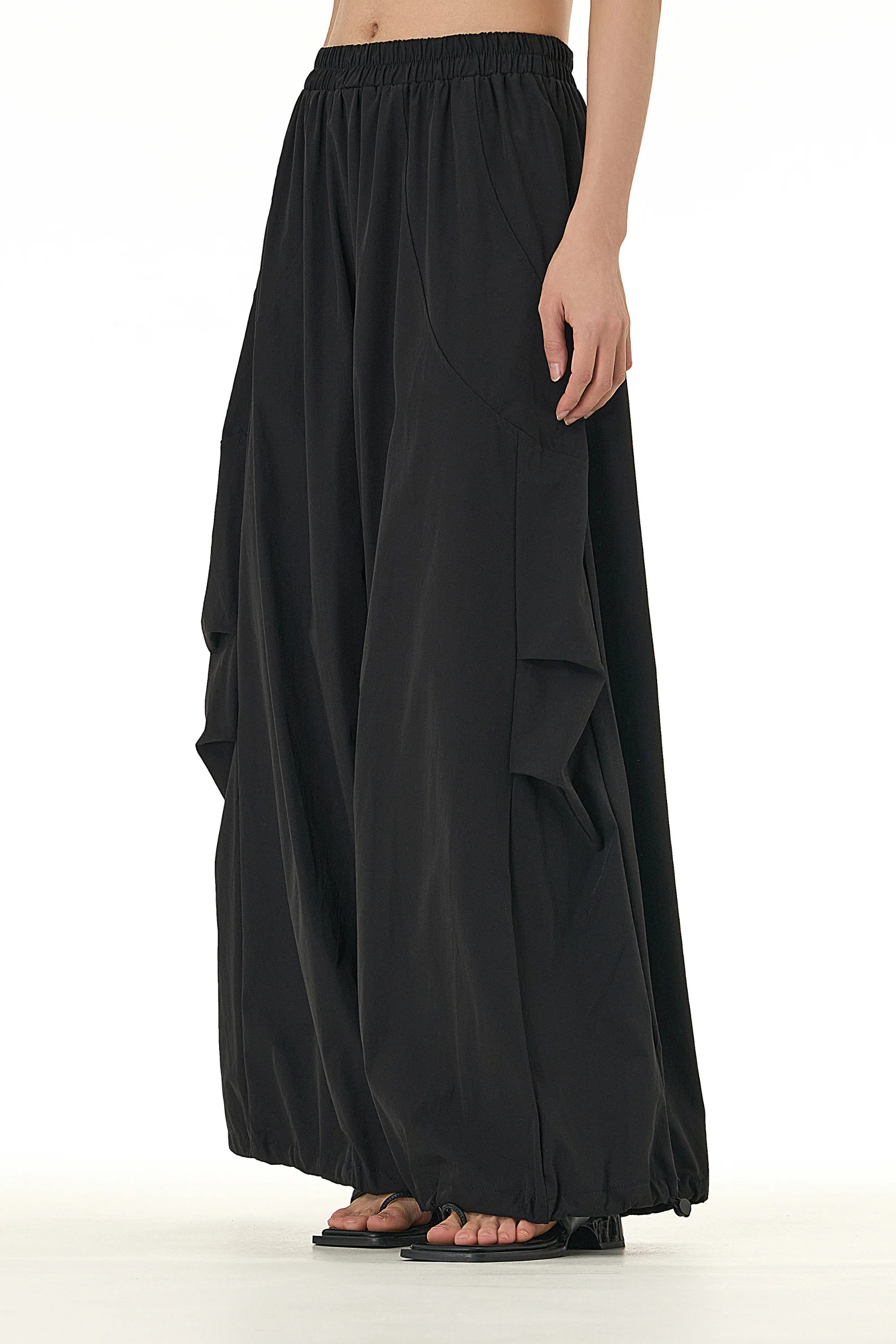 Black Wide Leg Streetwear Trouser