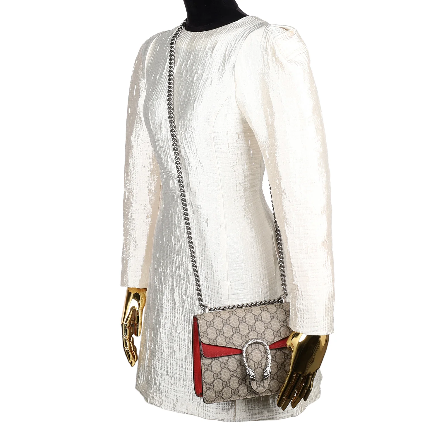 GG Supreme Monogram Mini Dionysus Shoulder Bag Hibiscus Red