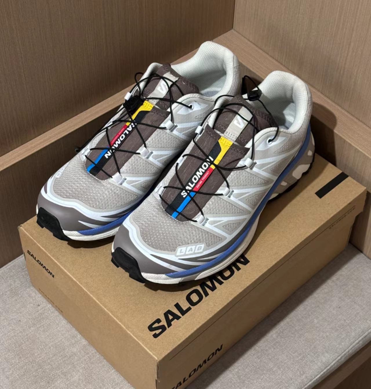 Salomon XT-6 Grey Brown Blue Hiking Shoes