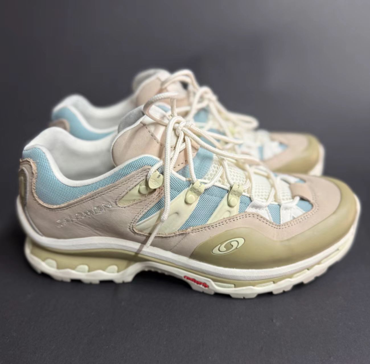 Salomon XA Pro 3D Khaki Light Blue Nubuck Hiking Shoes