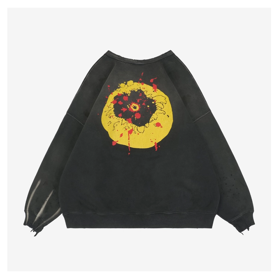 Saint Michael Four-Eye Smiley Graphic Crewneck Sweatshirt
