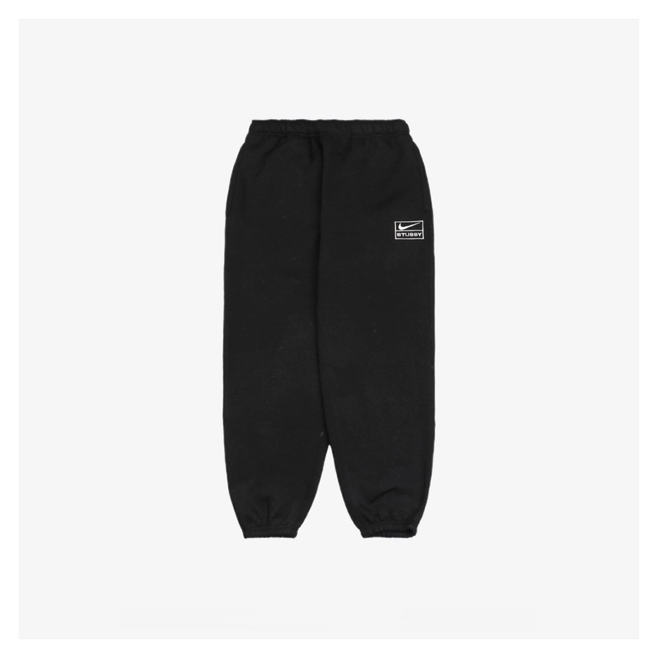 Nike X Stussy Collaborative Box Logo Embroidered Fleece Sweatpants (Grey/Black)