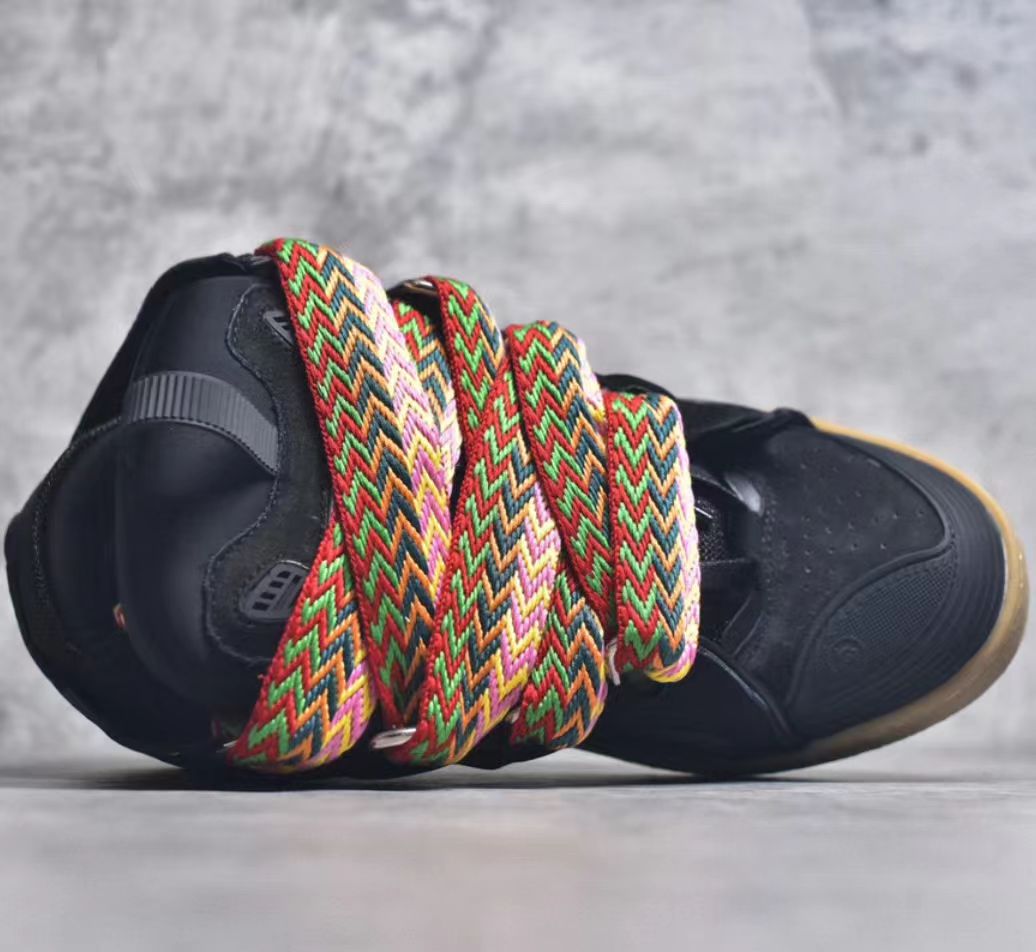 Lanvin Curb High-Top Sneakers "Black Multi-Color Chevron Laces"
