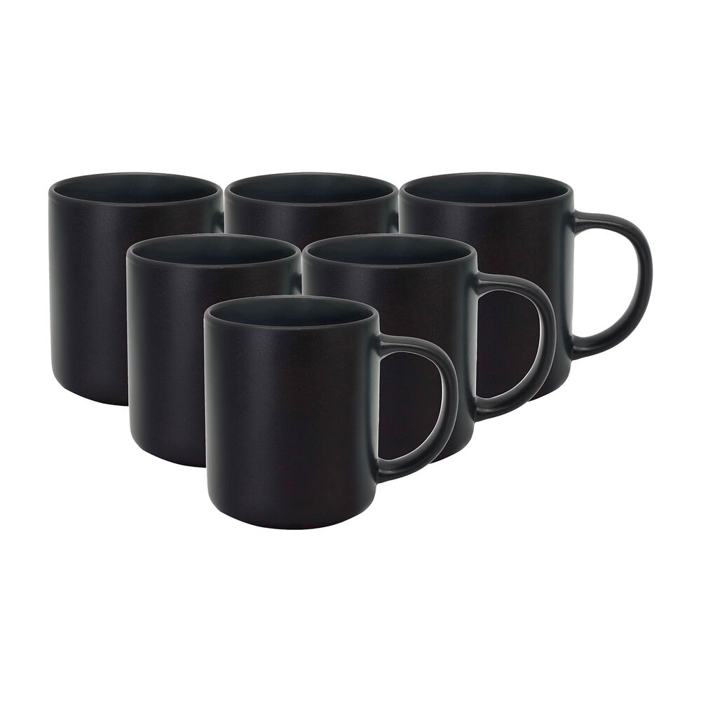 MG HOME Zestaw kubków z kamionki MG Home Artena Black, 400 ml, 6 sztuk, czarne