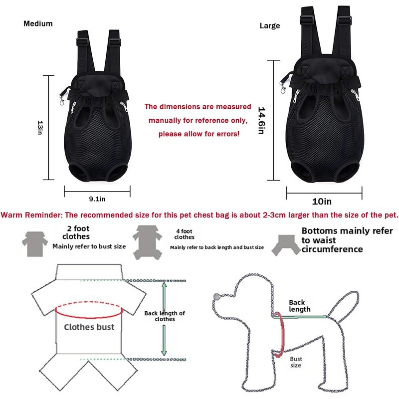 Pet Carrier Backpack, Adjustable Pet Front Carriers for Small Medium Dogs Cats 5-18 Lbs