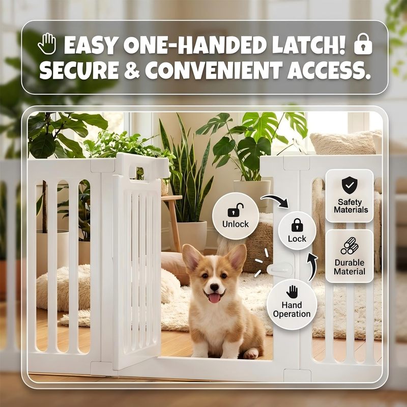 Dog Playpen with Door, Portable Large Puppy Playpen for Indoor & Outdoor Use, Tool-Free Assembly Modern Pet Play Pen for Dogs, Cats & Rabbit Cage
