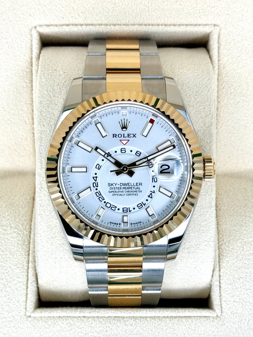 [2026 Mirror Grade]RLX  Sky-Dweller 42mm Two-Tone Yellow Gold White Dial Oyster - 336933 - New 2025