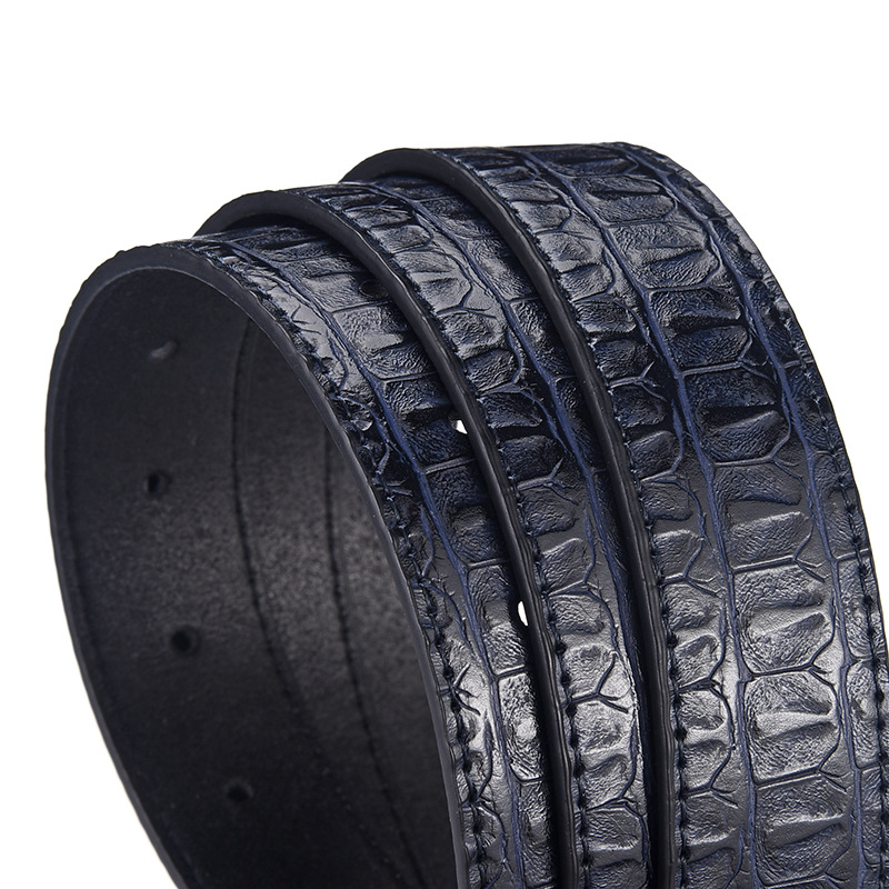 Men's Fashion Brown PU Leather Crocodile Embossed Silver Buckle Belt