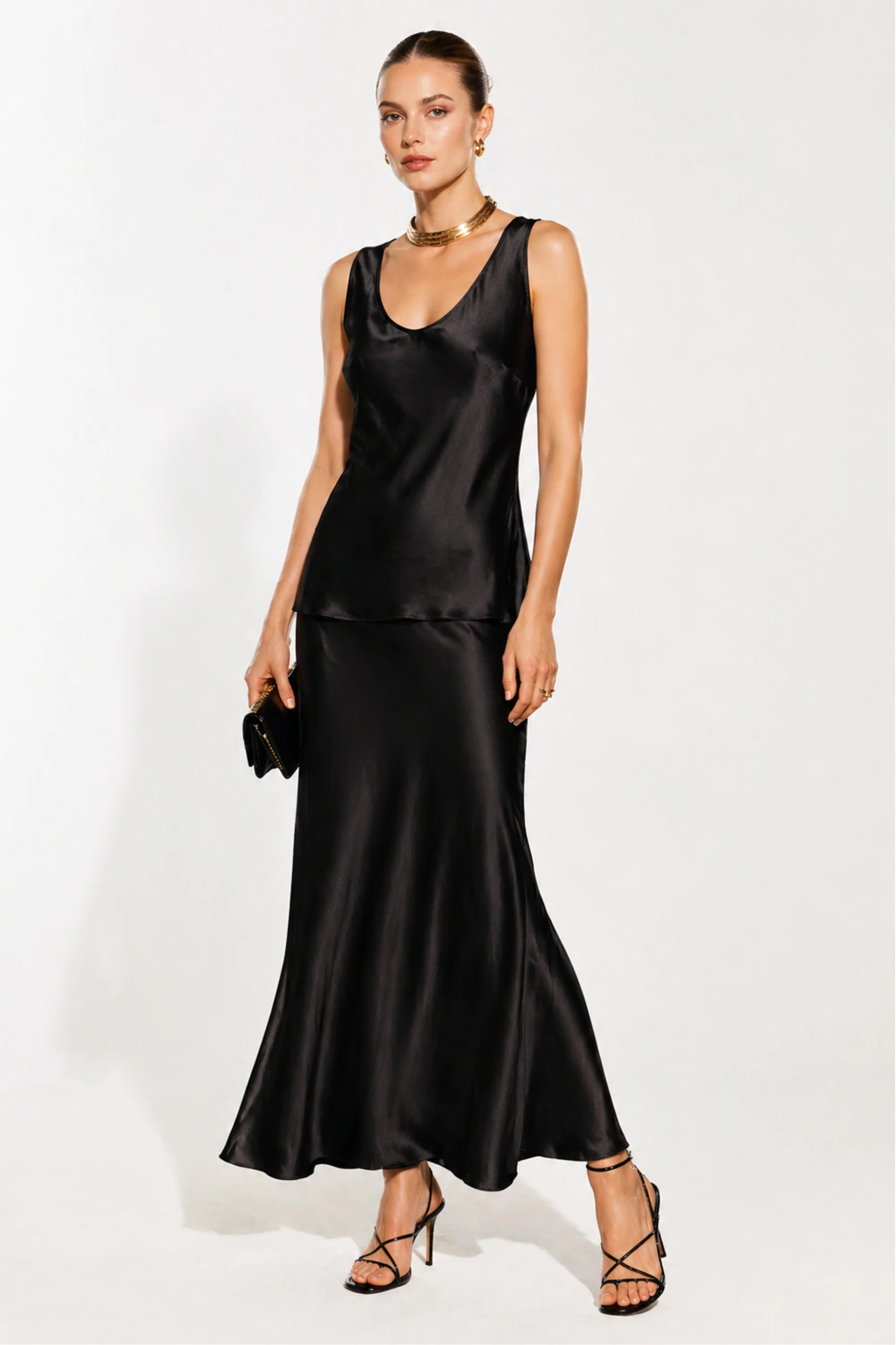Augusta Black Satin Co-ord Set