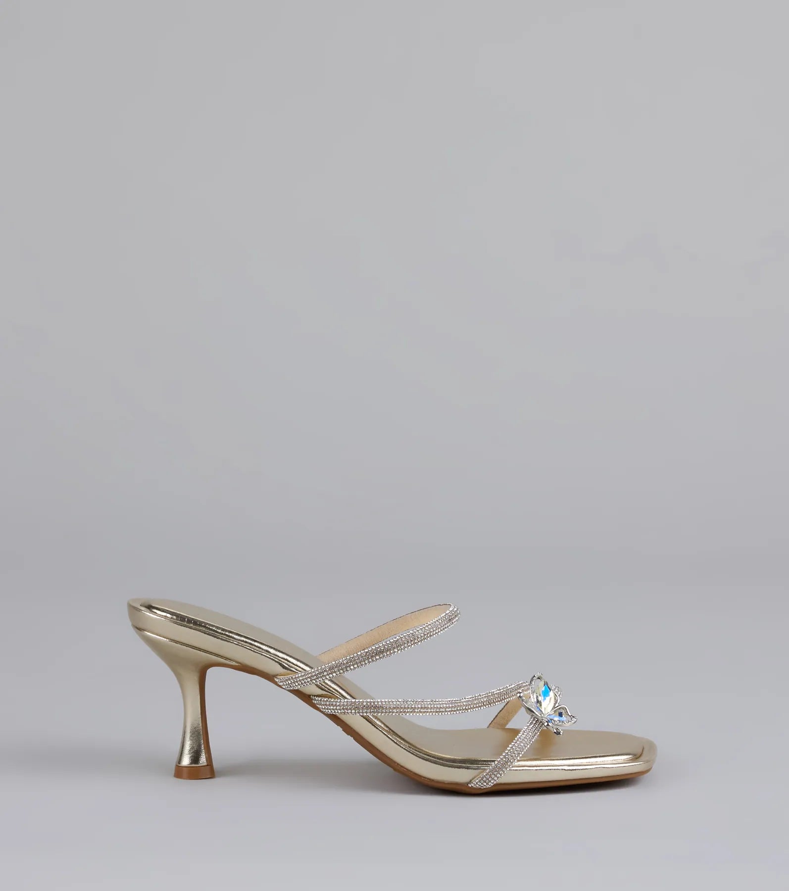 Butterfly Kisses Rhinestone Metallic Heels