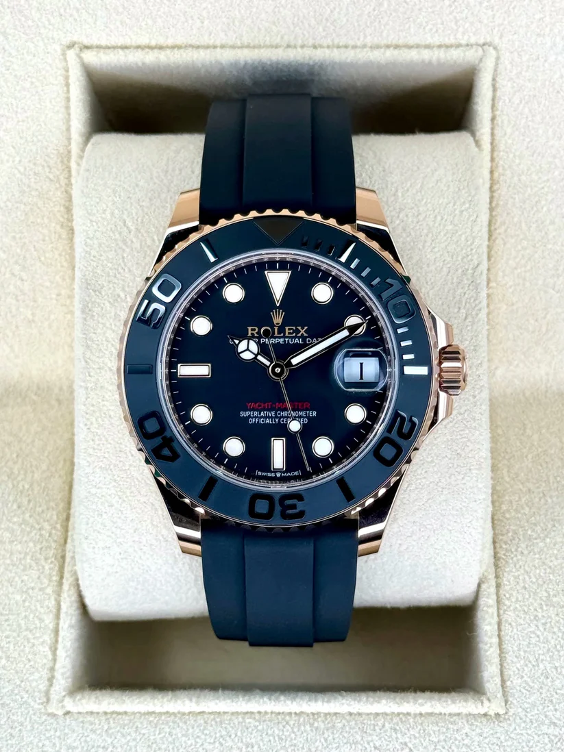 [2026 Mirror Grade]RLX Yacht-Master 37mm Rose Gold - Black Dial - Oysterflex Strap (Ref# 268655)