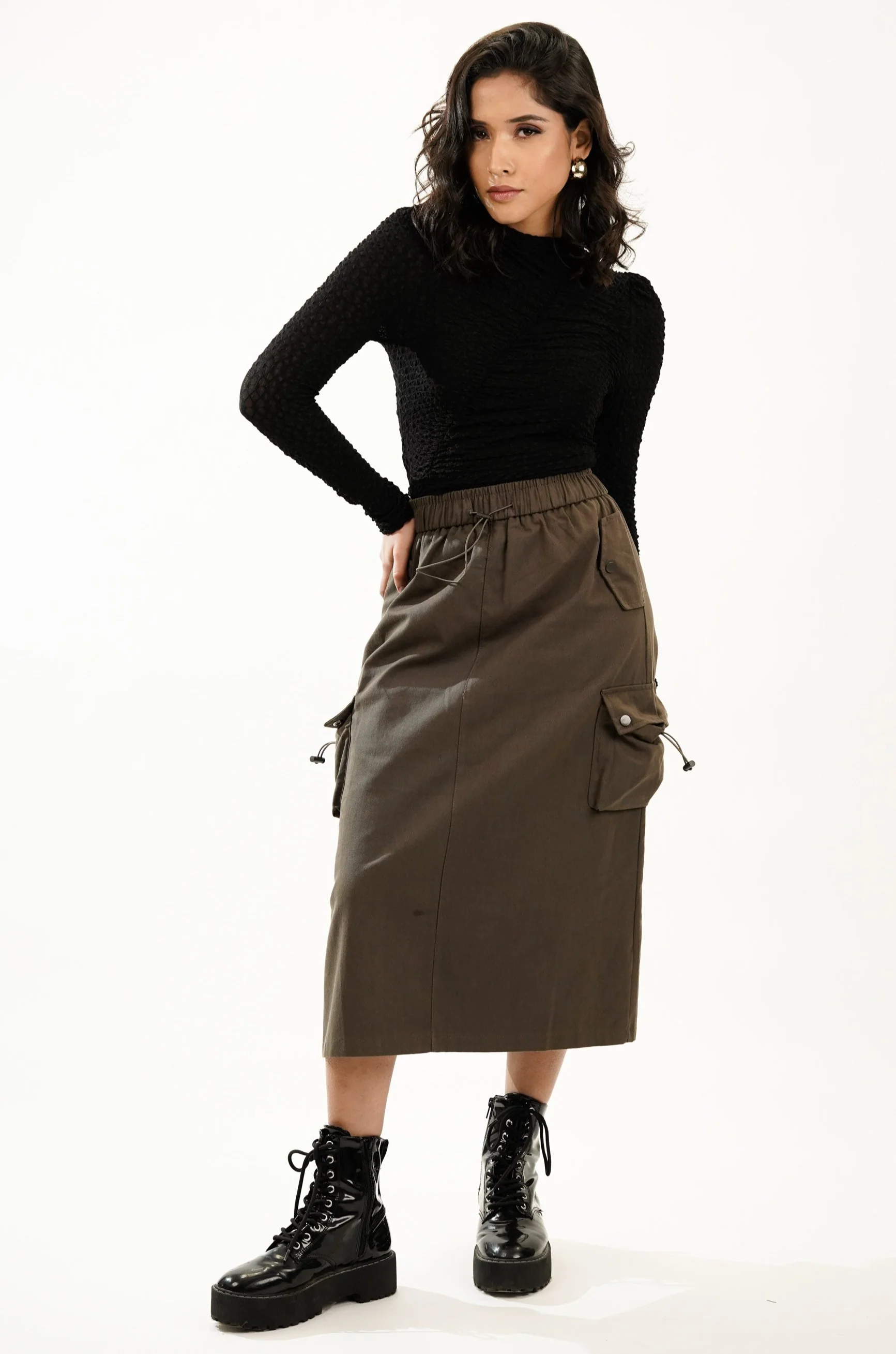 Pewter Green Streetstyle Cargo Skirt