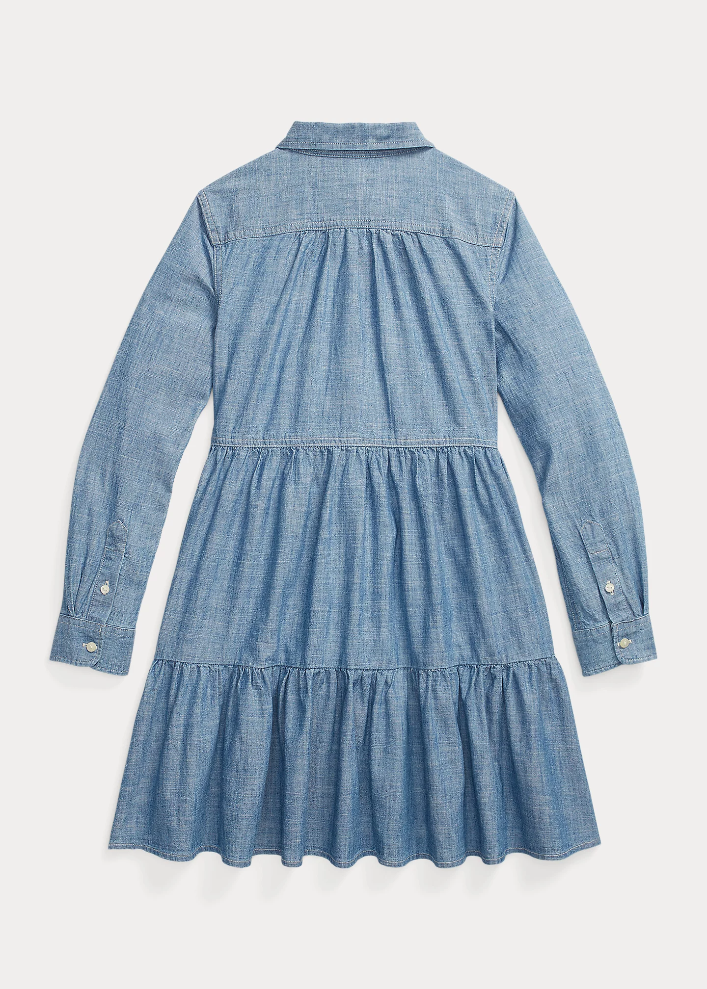 Tiered Chambray Shirtdress