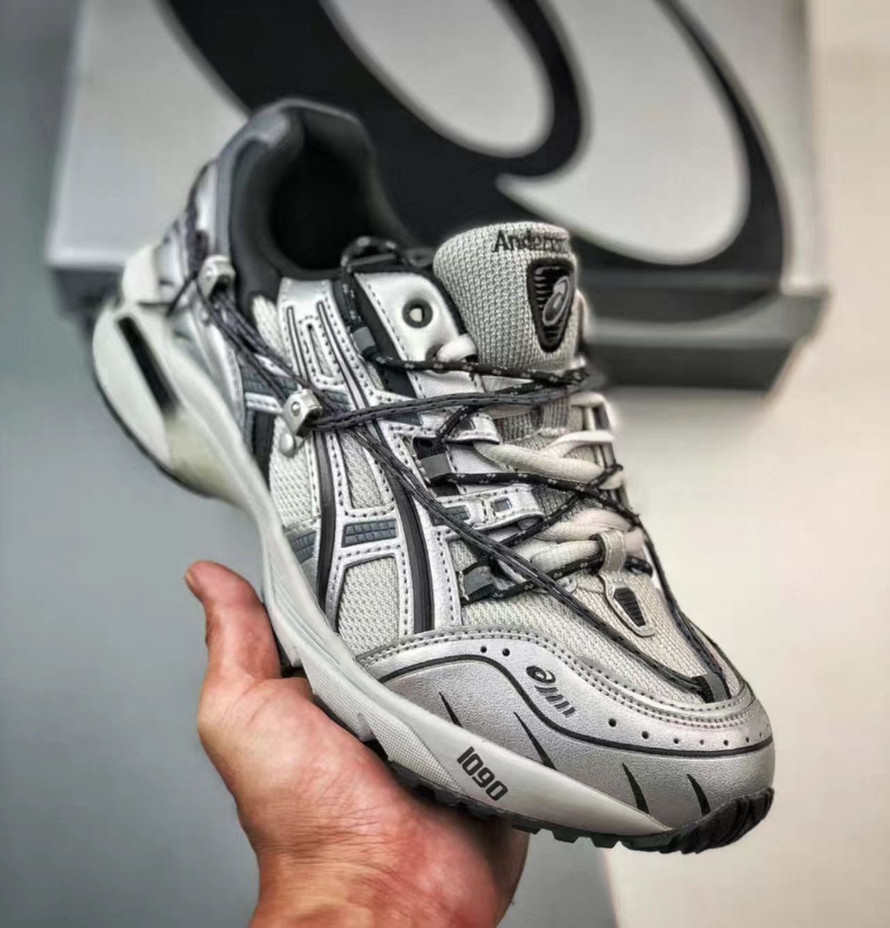 ASICS Gel-1090 Silver Black White Multi Laces