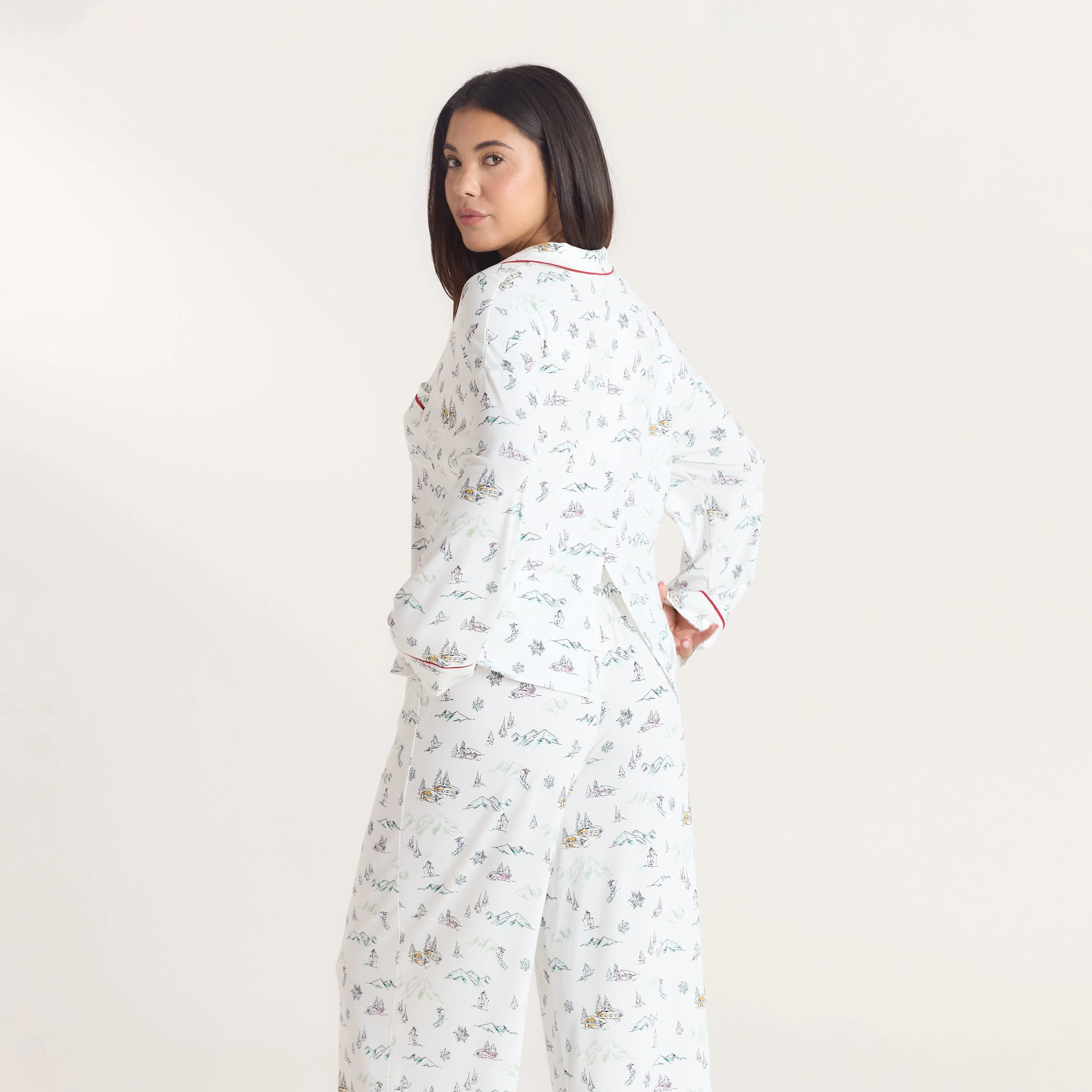 Alpine Dreams Pajama Shirt - Ski Print