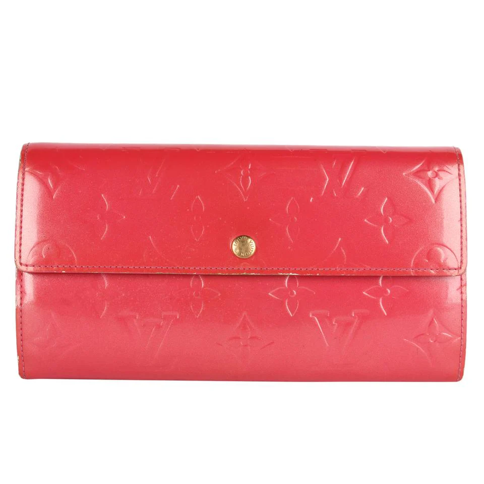 Pink Sarah Vernis Leather Wallet)