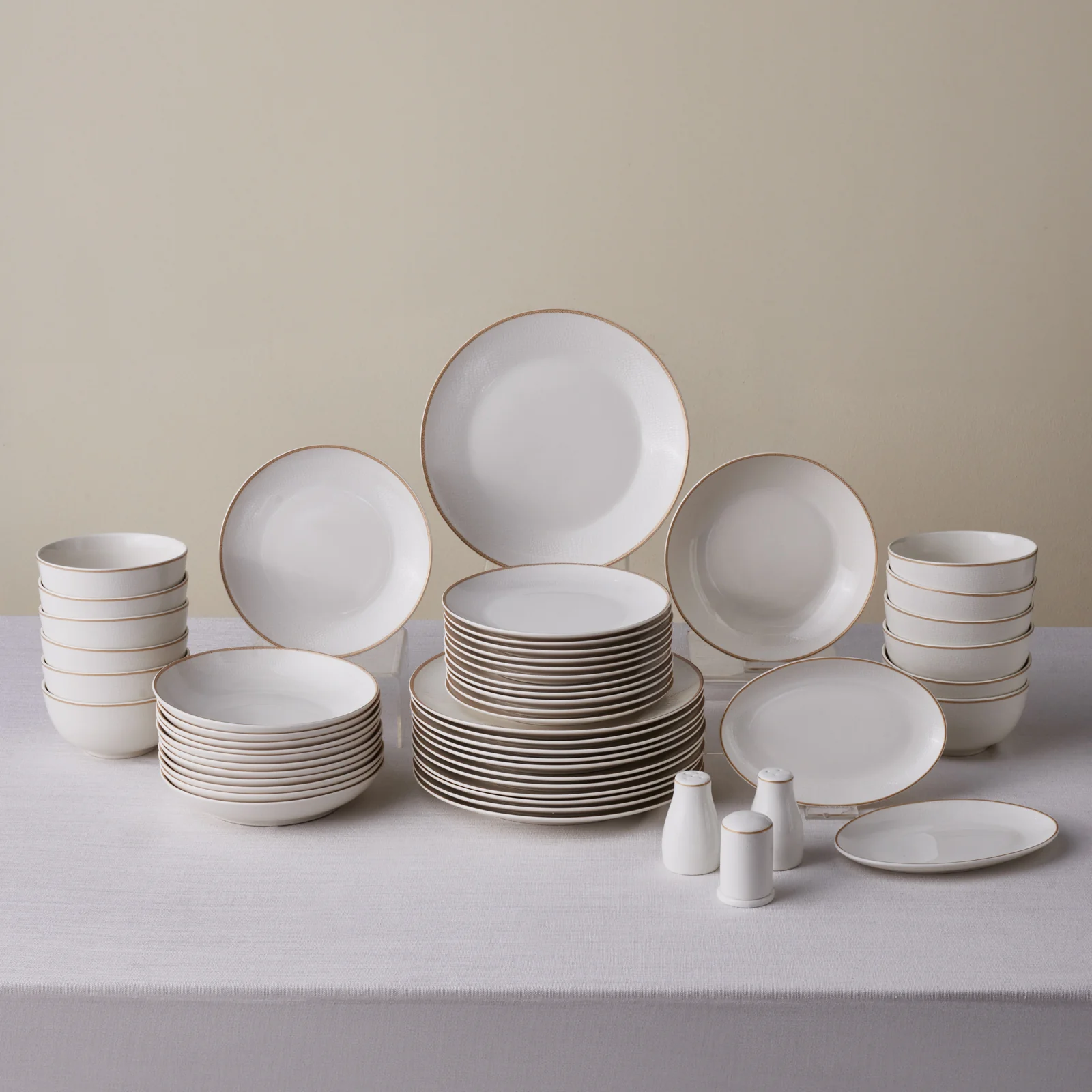 Karaca Forever Bone Ollie Service de Table 53 pièces pour 12 personnes Or