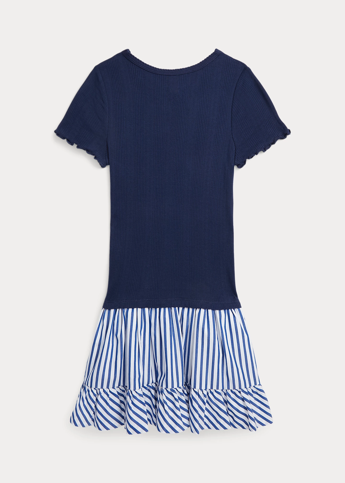 Woven-Skirt Pointelle-Knit Cotton Dress