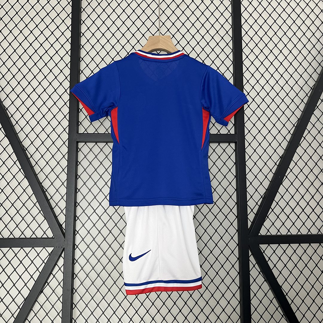 France Home Football Uniform Kids Kit Jersey+Shorts EURO 2024