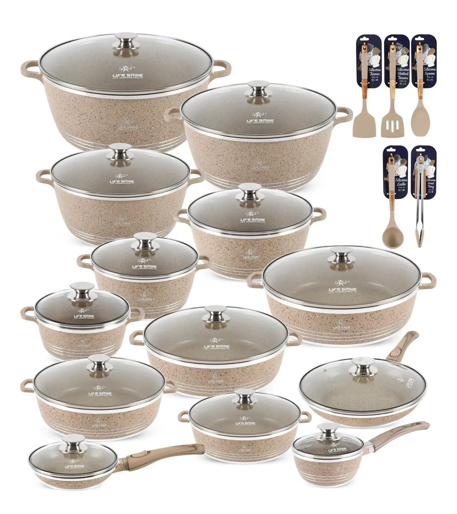 31-Piece Granite Nonstick Cookware Set with Utensils