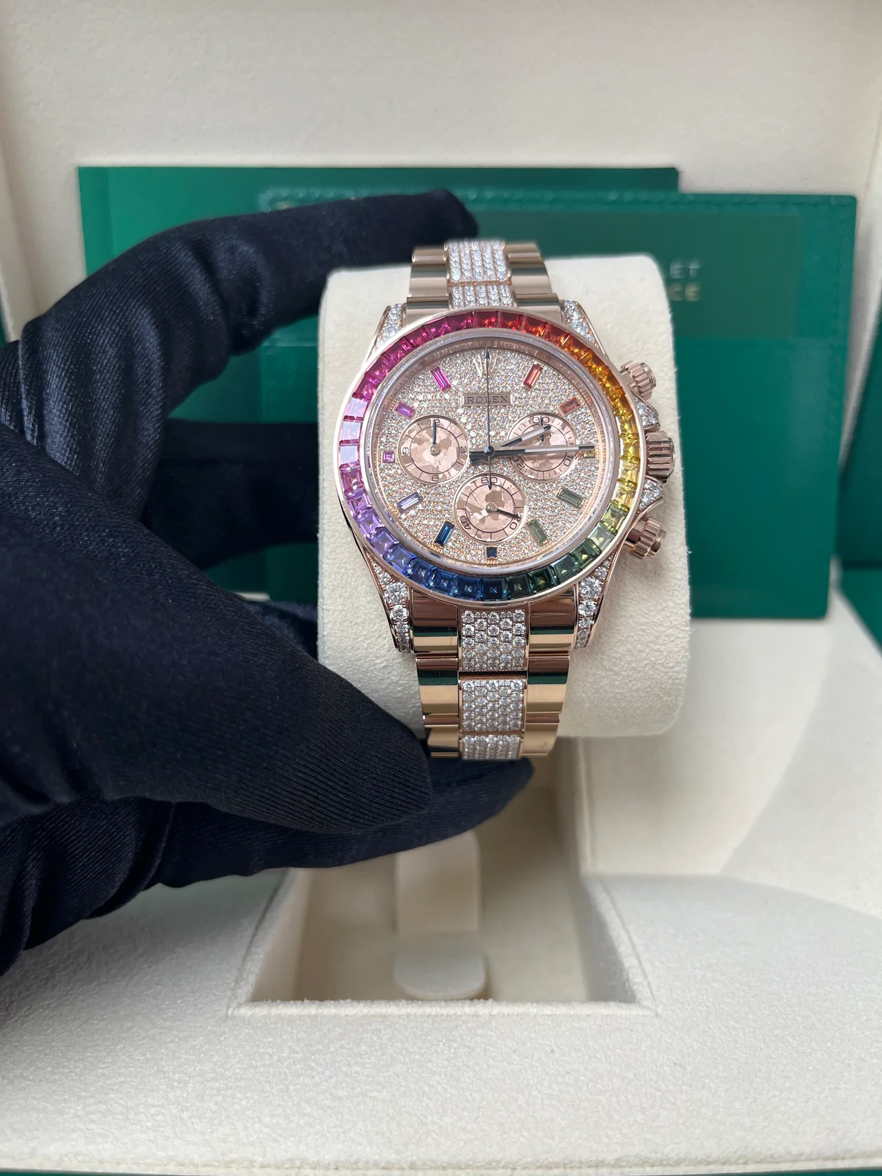 [2026 Mirror Grade]Rolex Cosmograph Everose Daytona Factory Diamond Rainbow Edition 116595RBOW