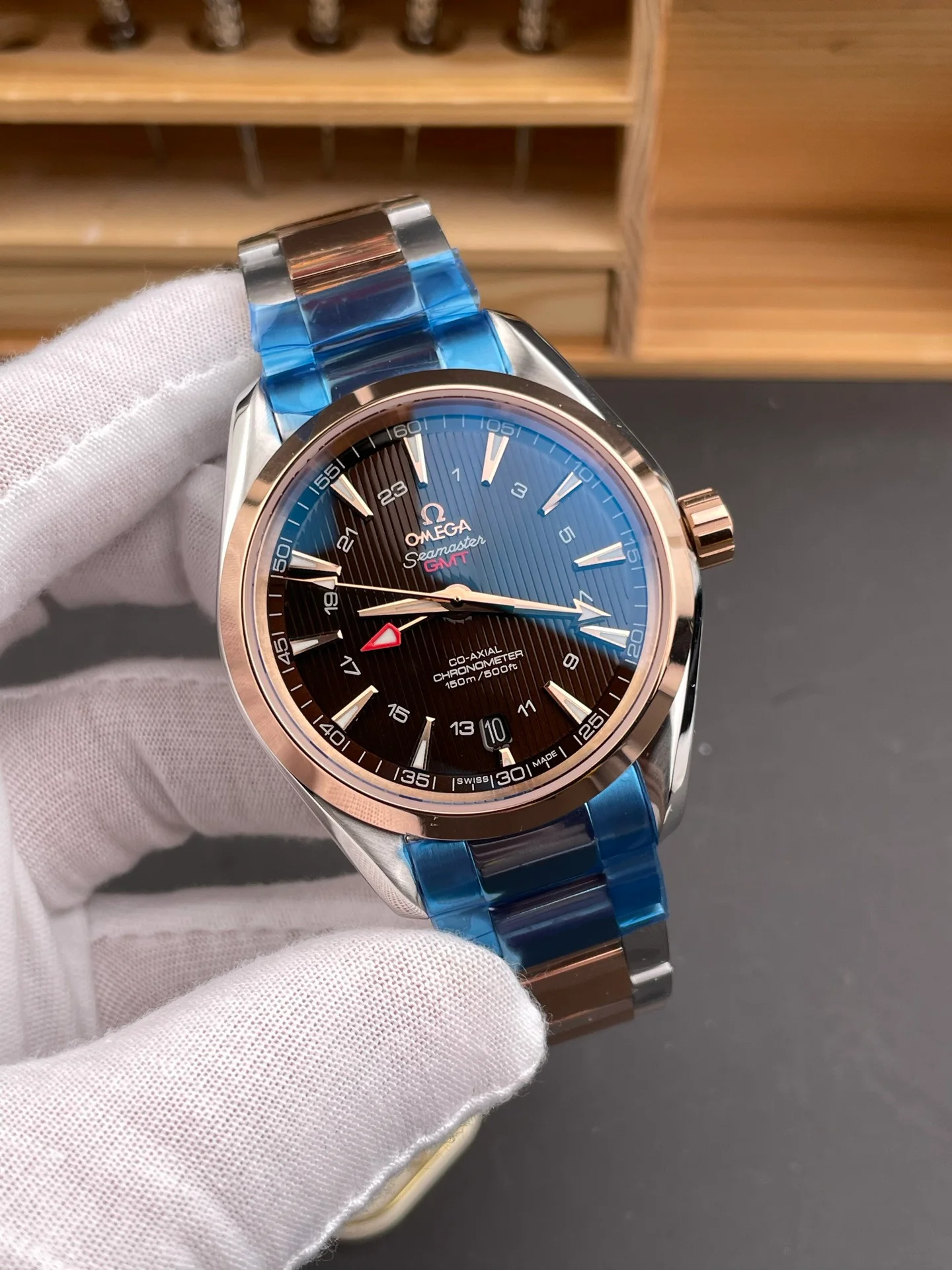 Two-Tone Rose Gold Seamaster 150, GMT Brown Dial