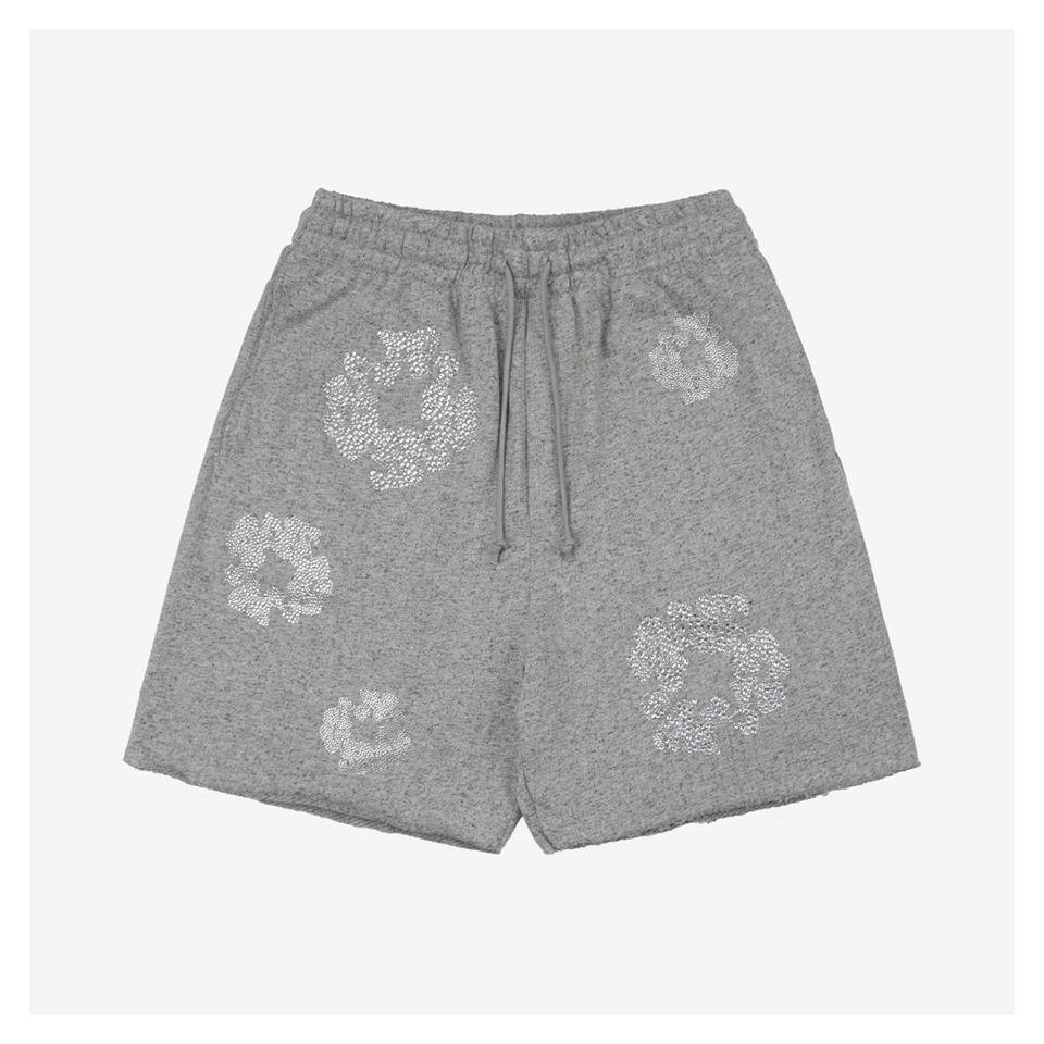 Denim Tears Crystal Cotton Flower Shorts (Black/Grey)