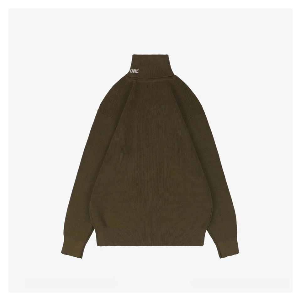 We11done Small WE Logo High-Neck Knit Sweater (Green/White/Black)